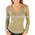 15JWS0519 100% cashmere mulher primavera verão V neck sweater